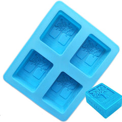 RKPM HOMES® 4 Cavities Rectangle Life Tree Silicone Soap Mold DIY Craft Art Cake Mold Handmade Silicone Molds for Soap Candle (Random Color)