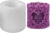 RKPM HOMES Rose Flower Candle Mold I 3D Love Heart Cylinder Pillar Silicone Epoxy Mould I for DIY Handmade Ornament Chocolate, Cake Décor, Aromatherapy, Plaster, Soap, Resin Art Craft Making
