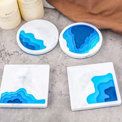 RKPM HOMES Coaster Molds I Silicone Irregular Multilayer Ocean Terraced Landscape UV Epoxy Resin Casting Tray I for DIY Cups Mats Art Crafts Jewelry Storage Box Ring Trinket Container Home Decoration
