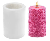 RKPM HOMES Delicate Rose Candle Mold I 3D Flower Embossed Cylindrical Pillar Silicone Epoxy Mould I for DIY Handmade Ornament Chocolate, Cake Décor, Aromatherapy, Soap, Resin Art Craft Home Decoration