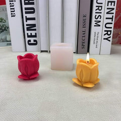 RKPM HOMES Tulip with Leaves Shape Candle Mold I 3D Fondant Tulips Flower Pillar Silicone Epoxy Mould I for DIY Handmade Ornament Chocolate Cake Décor Aromatherapy Soap Resin Art Craft Making – 1 Pcs