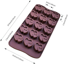 RKPM HOMES Silicone Chocolate Mold Candy Mold Jelly Ice Cube Tray Muffin Sugar Craft Fondant Mold Mould Cake Decorating Tools (Double Heart Chocolate Mold)