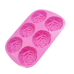 RKPM HOMES 6 Cavity Silicone Rose Shape Muffin Cupcake Baking Tray