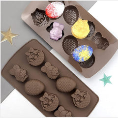RKPM HOMES Easter Egg Rabbit Shape Chocolate Mould | Silicone Candy Mold | Baking Tools for Cake Chocolate Candy Ice Jelly | Cake Baking Moulds | Bakeware Molds | Brown – 8 Cavity