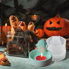 RKPM HOMES Candle Holder Resin Mold I 3D Cartoon Ghost Shape Tealight Epoxy Deep Casting Silicone Mould I for DIY Art Craft Candlestick Jewelry Storage Box Trinket Container Home Decoration – 1 Pcs