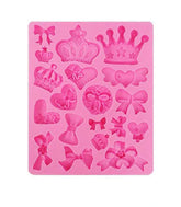 RKPM HOMES Crown Fondant Silicone Molds Princess Crown Fondant Cake Molds Crown Heart Mold For Sugar Chocolate Mold Wedding Cake Decoration Tools (1 Mold Mix Crown Bow Silicone),9.2X7.5X1 Cm