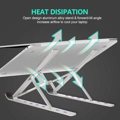 RKPM HOMES Laptop Holder Riser | 6 Angles Adjustable Aluminum Laptop Stand | Ergonomic Foldable Portable Tabletop Holders | Compatible with MacBook, Lenovo, HP, Dell, etc - up to 17 Inch (Type B)