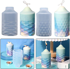 RKPM HOMES Candle Mold I 3D Cylinder Pillar Silicone Epoxy Mould I for DIY Handmade Ornament Chocolate, Cake Décor, Aromatherapy, Soap, Polymer Clay Resin Art Craft Making, Home Party Decoration (B)