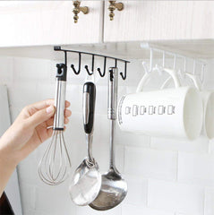 RKPM HOMES Mug Cups Wine Glasses Storage Hooks Kitchen Utensil Ties Belts and Scarf Hanging Hook Rack Holder Under Cabinet Closet without Drilling - Black (Accessory are Not Include)