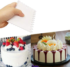 RKPM HOMES 3PCS Plastic White Cake Decorative Scraper Set Decorating Comb Icing Smoother for Cream Cake Scraper Triangle