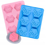 RKPM HOMES Soap Molds I 3D Fondant Hexagon Bee Honeycomb Shape Silicone Mould Tray I Handmade Sharp Soap Making Forms I for Lotion Bar Cake Chocolate Candy Ice DIY Candle Resin Art Craft - 6 Cavity