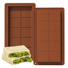 RKPM HOMES Deep Chocolate Bar Mold I 3D Fondant Break-Apart Silicone Baking Mould Tray I Durable and Thick I for Cake, Brownie Topper Hard & Soft Candies Gummy Dairy Milk & Jello Sweets - 10 Cavity