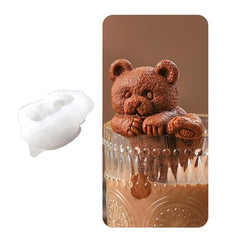RKPM HOMES Ice Cube Mold I 3D Fondant Cute Animal Shape Stereographic Silica Gel Mould I Cup Hanging Soft Reusable Ice Maker Molds I Drink Decoration for Ice Coffee Juice Cocktail Milk Tea (Bear)