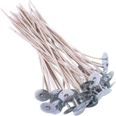 RKPM HOMES Cotton Floral Candle Wick I with Metal Sustainer Tabs I Low Smoke Pre-Waxed I 15cm, 50 Pcs