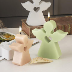 RKPM HOMES Angel Loving Heart Shape Candle Molds I 3D Fondant Angels Silicone Plaster Epoxy Mould I for DIY Handmade Ornament Chocolate Cake Décor Aromatherapy Soap Resin Art Crafts Home Decoration (Small)