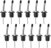 RKPM HOMES™ Stainless Steel Classic Bottle Pourers Tapered Spout - Oil Spout for Olive Oil Pour Set Bottle Spout and Wine Pour Liquor Pourers with Rubber Dust Caps Covers - 12 Pcs