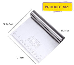 RKPM HOMES Cake Scrapper Cutter Chopper Stainless Steel with Measuring Scale, Pizza Pastry Bread Dough Multipurpose Scraper Icing Fondant Decorating Smoothing Baking Tools