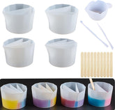 RKPM HOMES 4 Split Cup with 10 wooden sticks, 1 Cup, and 2 Stirring Stick I 2-5 Channels Dividers I for Multicolor DIY Pours with Resin, Paint, Art Crafts Fluid Epoxy Oil Painting Making – Pack of 17