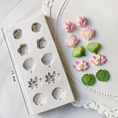 RKPM HOMES Flower Chocolate Mold I 3D Fondant Lotus Pond Shape Silicone Candy Mould I for DIY Handmade Cake Décor Aroma Beads Polymer Clay Cookies Gummy Muffin Soap Resin Candle Art Crafts – 10Cavity