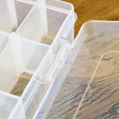RKPM 10/15 Grid Cells Multipurpose Clear Transparent Plastic Storage Box with Removable Dividers- Combo 2 Pcs(1+1), Rectangular