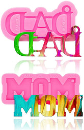 RKPM HOMES Keychain Mold | Silicone Mom and Dad Mould with Hole | 3D DIY Written Molds | Baking Tools for Cake Chocolate Candy Mousse Dessert Ice Jelly Soap Pudding Luggage Tag Cake Topper – 2 Pcs