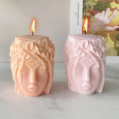 RKPM HOMES Garland Girl Head Candle Mold I 3D Female Avatar Silicone Sculpture Mould I for Handmade Ornament Aromatherapy Soap Soy Wax Resin Casting Art Craft Making Gifts Home Office Decoration