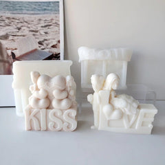RKPM HOMES Heart Couple Kiss Candle Mold I 3D Valentine’s Day Series Silicone Scented Mould I for DIY Handmade Ornament Chocolate, Aromatherapy, Soap, Resin Art Craft, Home Wedding Party Decoration