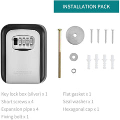RKPM HOMES Key Storage Cabinet, 4-Digit Combination Lock Box, Wall Mounted Metal Key Safe, Resettable Code (Silver)
