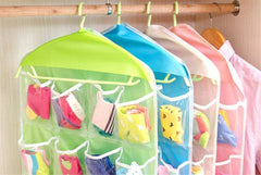 RKPM 16 Compartment Wardrobe Undergarmants, Bra, Socks and More Things Hanging Bag Storage Hanging Bag Organizer - (4 Pieces Blue)