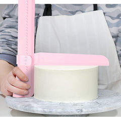 RKPM HOMES® Plastic Adjustable Fondant Cake Scraper 2 Set Icing Piping Cream Spatula Edges Smoother Baking Tool (Blue 1 Set + Pink 1 Set)