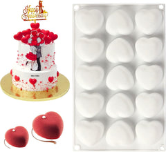 RKPM HOMES Heart Shape Chocolate Mold I 3D Fondant Love Silicone Baking Mould Tray I for DIY Handmade Cake Mousse Dessert Jelly Pudding Ice Cream Soap Candle Valentine's Day Wedding Party - 15 Cavity