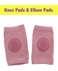 RKPM HOMES Baby Knee Pads - Crawling Knee Pads for Baby Infant Toddler - Unisex Grey & Pink Pair