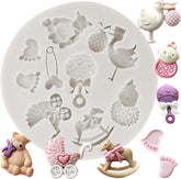 RKPM HOMES Baby Shower Theme Fondant Mold I 3D Newborn Baby Accessories Mini Round Silicone Mould I for DIY Handmade Chocolate Cake Décor Polymer Clay Candy Cookies Cupcake Gummy Resin Art Craft (059)