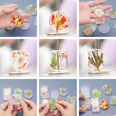 RKPM HOMES Poppy Pendant Mold I Multi Design Shape with Hanging Hole Silicone Epoxy Mould I for DIY Homemade Resin Soap Clay Art Craft Jewelry Keychain Charm Necklace Earring Making - 4 Pcs (Round)