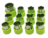 RKPM HOMES Veggies Cutter Set 12pcs, Flower Star Animals Shapes Mini Fruit Cutters Decorating Kits for Cookies Fondant Cake Decoration Kids Food Bento Box Baking Supplies (1 + 11 Cookie Cutter)