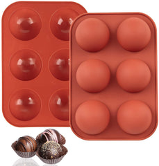 RKPM HOMES Medium 6 Cavity Semi Sphere Silicone Mold, Pack of 1 Baking Mold for Making Chocolate, Cake, Jelly, Dome Mousse Mold Size 19 x 13 x 5 cm (2 Pcs)