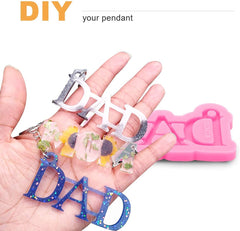 RKPM HOMES Keychain Mold | Silicone Dad Mould with Hole | 3D DIY Written Molds | Baking Tools for Cake Chocolate Candy Mousse Dessert Ice Jelly Soap Pudding Luggage Tag Earrings Cake Topper – 1 Pcs