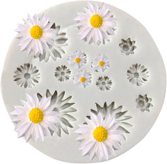 RKPM HOMES Daisy Flower Cupcake Fondant Mold I 3D Mini Flowers Silicone Chocolate Mold I For DIY Handmade Sugarcraft Cake Decoration Polymer Candy Cookies Muffin Soap Resin Wax Making ,7x7 Cm