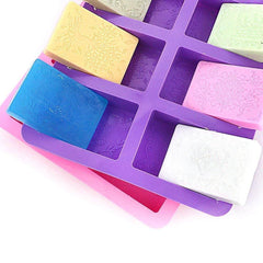 RKPM HOMES - 3D DIY Silicone Soap Mold for Soap Making | Rectangle Designer 6 Cavity Soap Mold | Cavity Size : Approx 110 Grams Each |Size :22.5 cm X 20.5 cm X 2.8 cm