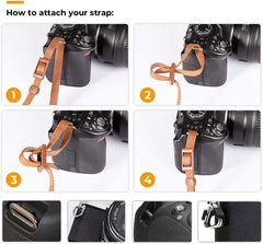 RKPM HOMES Camera Strap Sling belt | Adjustable Shoulder Neck Vintage | for All DSLR Camera Nikon Canon Sony Pentax | Cotton Leather finish Hooks Safety cross-body women Men – Brown
