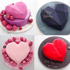 RKPM HOMES Diamond Heart Love Mousse Cake Mold Trays, Silicone Baking Pan-Food Grade & BPA Free-Not Sticky Mould Suitable for Mousse,Chocolate Brownie,Cheesecake,Jelly,Ice Cream (Diamond Plane Mold)