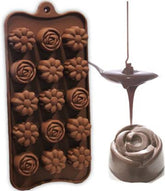 RKPM HOMES Sunflower and Rose Shape Chocolate Mould | Silicone Candy Mold | Baking Tools for Cake Chocolate Candy Ice Jelly | Cake Baking Moulds | Bakeware Molds | Brown – 15 Cavity
