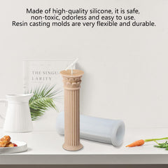 RKPM HOMES Candle Mold I 3D Fondant Cylinder Pillar Silicone Epoxy Mould I for DIY Handmade Ornament Chocolate, Cake Décor, Aromatherapy, Soap, Polymer Clay Resin Art Craft Making (Roman Column)