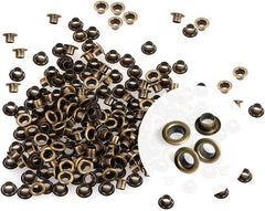 RKPM HOMES Grommet Eyelet Hole Rivets, Set of 100 | 3MM Hole Round Metal Self-Backing Eyelet | for Leather Craft DIY Scrapbooking Shoes Belts Clothes Fashion Practical Accessories (Antique Brass)