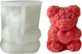 RKPM HOMES Rose Bear Shape Candle Mold I 3D Teddy Bear with Heart Silicone Epoxy Casting Mould I for DIY Handmade Ornament, Cake Décor, Aromatherapy, Soap, Resin Art Craft Making Home Décor (Large)