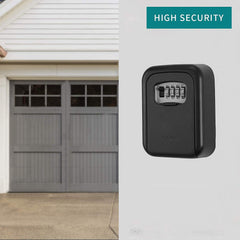 RKPM HOMES Key Storage Lock Box, 4-Digit Combination Lock Box, Wall Mounted Metal Key Safe, Resettable Code (Black)