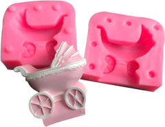 RKPM HOMES Baby Stroller Chocolate Fondant Mold I 3D Baby Pram Carriage Silicone Cupcake Mould I for DIY Handmade Sugarcraft Cake Décor Polymer Clay Candy Gummy Cookies Muffin Resin Wax Making (Small)