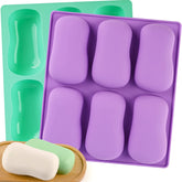 RKPM HOMES Soaps Molds | Silicone Curved Oval Shape Mould | Handmade Sharp Edges Soap Making Forms | 3D Moulds for Cake Chocolate Candy Ice Jelly Brownie Dessert - 6 Cavity 1Mold