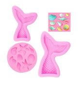 Silicone Mermaid Tail Fondant Soap Molds Seashell Sea Shell Starfish Chocolate Candy Sugarcraft Cake Decorating Polymer Clay Mold Tools. (Sugarpaste Ocean Combo)