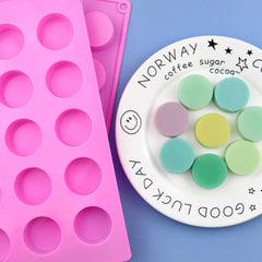 RKPM HOMES Mini Round Shape Chocolate Mould Tray I 3D Fondant Cylinder Column Silicone Candy Mold I for Handmade DIY Jelly, Cakes Dessert, Pastry, Muffin Cookies, Cupcake, Decoration Tools – 15 Cavity